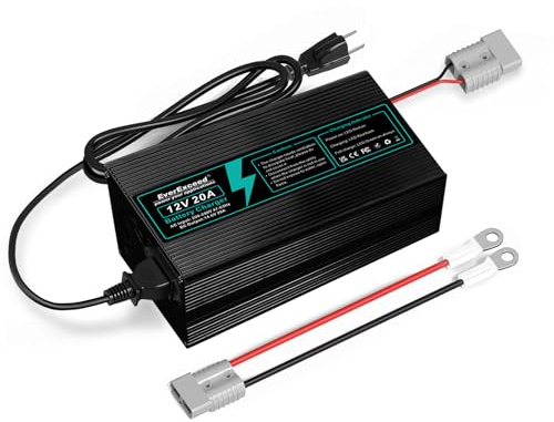 EverExceed Caricabatterie Lifepo4 12V 20A Lifepo4 Charger 14,6V AC-DC, Carica Batterie Litio 12V 20A per Lifepo4 batteria al litio a ciclo profondo di auto Marine RV