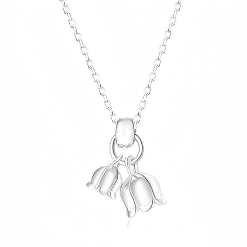 Belons damer kedja klockblomma 925 sterlingsilver praktklocka hänge halsband kedja med hänge för flickor barn, standard, Sterlingsilver, Ingen ädelsten