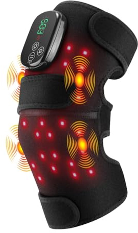 Knämassageapparat med 4 vibrationsområden, uppladdningsbar trådlös kontroll för knä/led/armbåge/axel lindrar stelhet