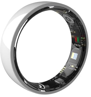 POENVFPO Anneau de santé Intelligent, Traqueur de Forme Physique en Céramique avec étui de Chargement, Moniteur de Sommeil, Suivi de l'activité de Fréquence Cardiaque pour Femmes et (8#)