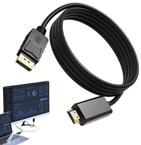 Câble DisplayPort vers HDMI 3M 4K 30Hz,Adaptateur Displayport vers HDMI,Unidirectionnel DP(Source) versHDMI(Affichage),Compatible avec Moniteur TV Projecteur Ordinateur Portable Dell HP et Plus