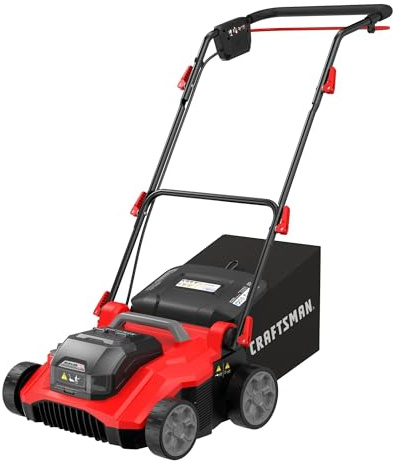 CRAFTSMAN 2 X V20 Brushless RP Lawn Dethatcher and Scarifier, Cordless, 14 in Deck, Up to 45 Min of Runtime, 50L Removable Collection Bag, Tool Only (CMCOE210B)