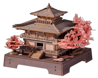 ROBOTIME Puzzles 3D Sakura, Maquettes en Bois pour Adultes, 3D Puzzles en Bois, Maquettes d'architecture Classique à Construire Soi-même pour et Les Adolescents (Sakura Pavilion)