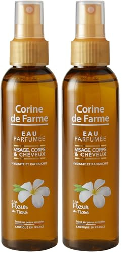 Corine de Farme - Eau Parfumée Tiaré Monoï - Brume de Soin pour Visage, Corps et Cheveux - Hydrate, Rafraîchit et Parfume la Peau - Sans Alcool - 150 ml (Lot de 2)
