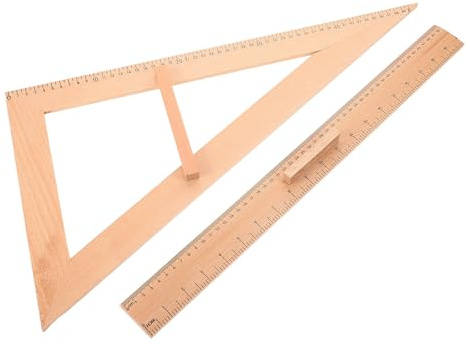 MUSISALY 2 Pièces Règle de Tailleur en Bois 50cm Double Graduation, Marquages Clairs et Portable, Outil de Mesure pour Activités en Classe et École