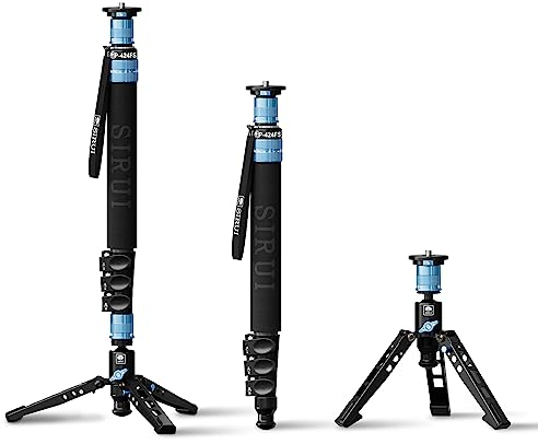 SIRUI P-424FS Kamera Einbeinstativ, 160cm Heavy Duty Carbon Fiber Foto Video Einbeinstativ, 4-Sektion Professional Einbeinstativ mit Füßen, Modular 3 in 1, Quick Release Design, Max Load 12kg