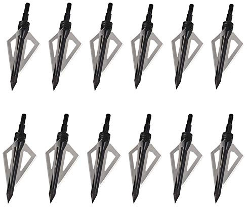 ELONG OUTDOOR 12 Pointes de Chasse au tir à l'arc, Têtes de Flèches à 100 Grains avec 3 Lames en Acier Inoxydable， Pointes de flèche en Plein Air avec Boîte de Rangement pour la Cible Compatible