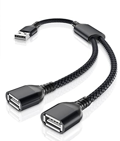 BASESAILOR USB Splitter 2 Port 0.3M,USB Y Cable,USBA Male to Double Female Extension Cord Adapter,1 In 2 Out Dual USBA Extender Hub,Data Power Charger Split Converter For Car,Xbox One,PS4,PS5,Laptop