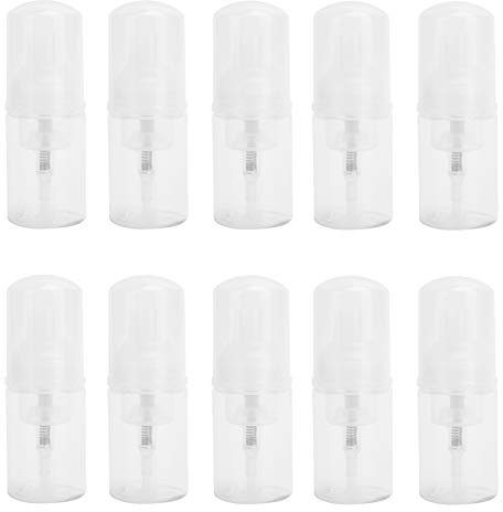 Bouteille en Mousse, 10 pièces 30 ML Voyage Portable Distributeur Pompe de nettoyant/Savon/shampooing, Rechargeable avec Couvercle, Bouteille Moussante
