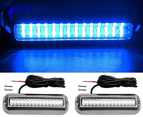 Larlansz 2pcs Waterproof Marine Boat Lights, Stainless Steel 42LEDs Underwater Lighting Boat Transom Navigation Drain Plug Courtesy Lamp Deck Lights for Cruise Ships, Yachts, Sailboat