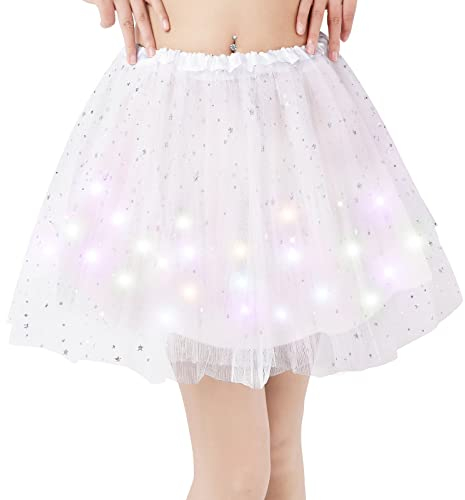 Kefiyis Tüllrock Damen LED Tütü Erwachsene Teenager Tutu Party Ballett Tanzen Fancy Dress Halloween Kostüm
