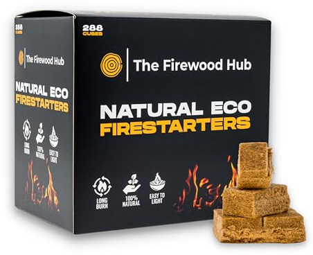288 Eco Friendly Natural Wood Firelighters - Sustainable Wood Fibre Fire starters, Perfect for Log Burners, Fire Pits, Pizza Ovens, and BBQs. The Perfect Fire Lighter For Any Occasion