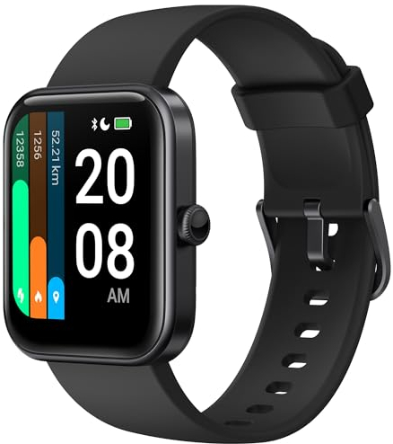 Vowtop Aktivitätstracker Alexa integriert, 1,69'' DIY-Zifferblatt, Blutsauerstoff, Herzfrequenz, Schlaf, Fitness-Tracker, Benachrichtigungen, Wetter, 14 Sportmodi.Schwarz