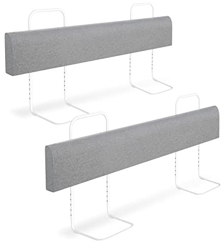 SWANEW 2 x Sänggaller för barn, 150 cm, babysängskydd justerbar med 5 nivåer, mjukt fallskydd säng, spjälsäng för familjesäng och barnsäng, grå