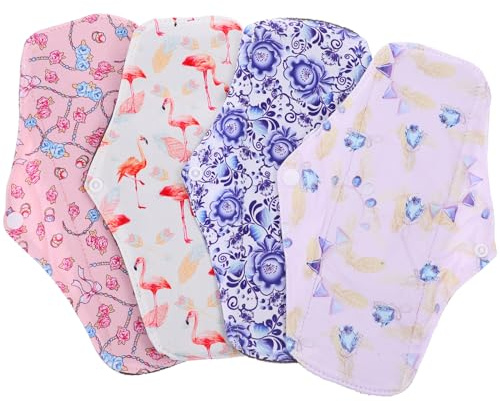 minkissy 4piezas Compresas Menstruales Reutilizables y Lavables Cómodas y Absorbentes