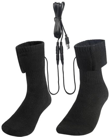 Beheizbare Socken, USB-Heizsocken Elektrischer Fußwärmer, 5 V Verdickte 3 Sekunden-Schnellheizsocken, Waschbare Winter Thermosocken-Fußwärmer Für Skifahren Im Freien, Wintercamping, Wandern