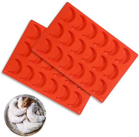 2 Pieces Crescent Moon Silicone Vanilla Baking Mold, Vanilla Crescent Moon Silicone Mold, Chocolate Moulds, Crescent Moon Cake Mold Vanilla Baking Accessories