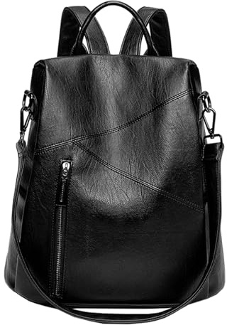 MANNUOSI Donna Borse a zainetto in Pelle PU Zaino Da Donna Antifurto Zainetto Multifunzionale Borsa a tracolla per Uso Quotidiano e Viaggio Nero B