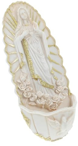 MAGICLULU Bénitier Mural Résine pour Entrée Bénitier Suspendu Décoration Murale Église Médailles Religieuses