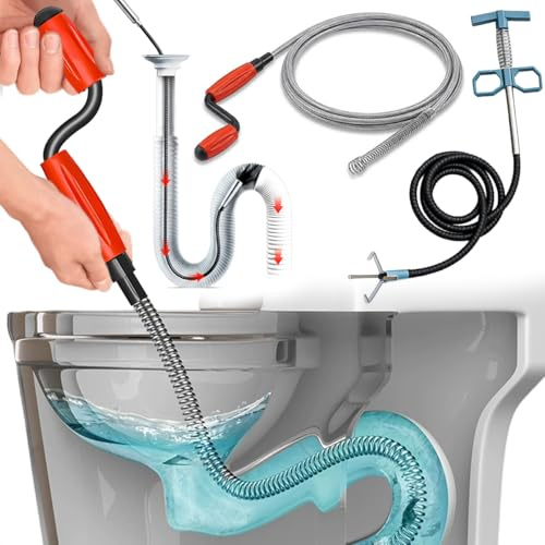 EAAGHK 2 Pcs Furet Déboucheur Canalisation en Métal, Pince à Griffe Flexible 2m et Furet Plomberie avec Manivelle 5m, Furet Canalisation Évier Manuel, pour Cuisine Salle de Bain Égouts Lavabo WC