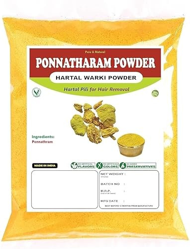 Ponnatharam Hair Removal Powder, Natural Hartal Warki, 2 Pack x 10g