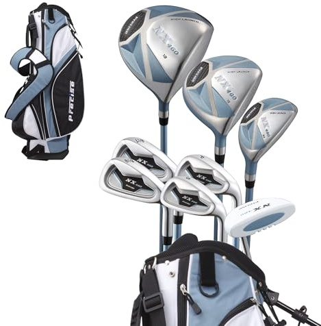 Precise NX460 Womens Golf Clubs Full Set, Includes Driver, Fairway, Hybrid, 4 Irons, Putter, Bag, 3 H/C's, Ultra-Light Graphite Shafts, Golf Clubs Women Right Handed, Regular and Petite Sizes