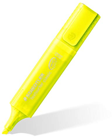 STAEDTLER Textmarker Textsurfer classic, hohe Qualität, mit großem Tintenspeicher für extra lange Markierleistung, Set mit 4 gelben Textmarkern, 364-1P WP4