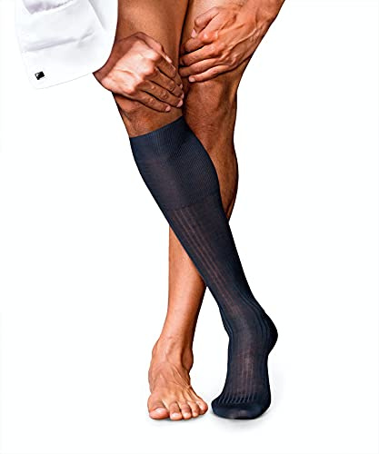FALKE No. 10 M Kh cotone al ginocchio tinta unita 1 paire, Calzini lunghi Uomo, Blu Dark Navy 6370, 47-48