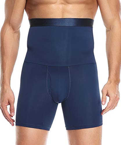 QUAFORT Pantalones cortos con control de abdomen para hombre, cintura alta, moldeadores de cuerpo, ropa interior para piernas