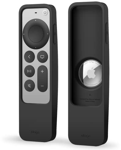 elago R5 Locator hülle Kompatibel mit Apple TV 4K Siri Remote 3. Generation (2022) und 2. Generation (2021) und Kompatibel mit Apple AirTag (Schwarz)