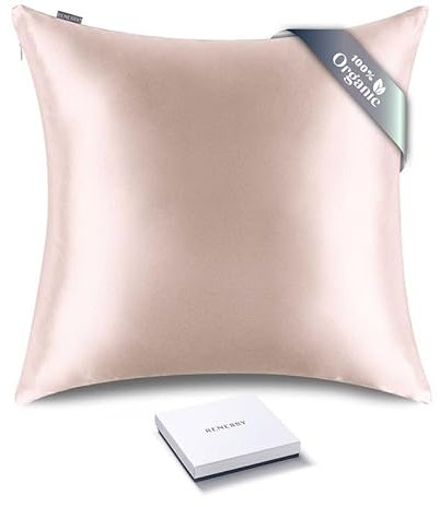RENESSY Kissenbezug aus 100% Bio-Seide 80x80 cm - 22 Momme Maulbeerseide, Güteklasse 6A, Oeko-Tex zert. in Deutschland - Luxus für Haar und Haut, 1 Stück (Himmlisches Rosa)