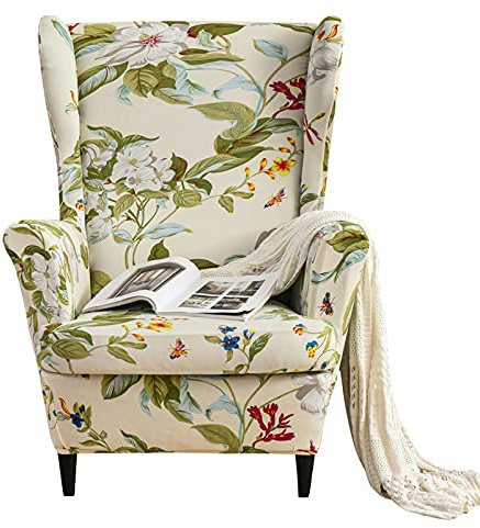 MINGPINHUIUS Wingback Chair Cover Sofa Slipcover - Stretch Polyester Wingback Armchair Covers Super Soft Furniture Protector Couch for Living Room Machine Washable/Skid Resistance