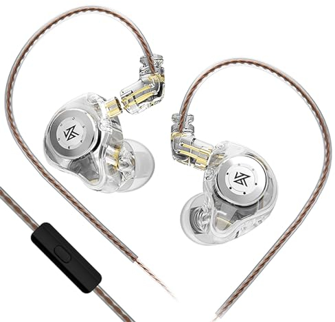 Yinyoo KZ EDX Pro Auriculares con 1DD, EDX Pro Auriculares con Cable en la Oreja HiFi Deep Bass Sound con 1DD Nuevo 10mm Dynamic Driver Over Ear Headset con Cable Desmontable (Blanco, con micrófono)…