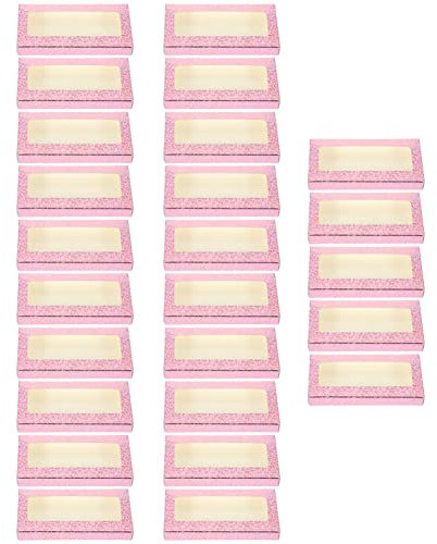 Beaupretty 25pcs Eyelashes Packaging Box Empty Eyelash Boxes Paper Lash Case Eyelash Holder Container Organizer for Women Girls Eyelash Care Pink