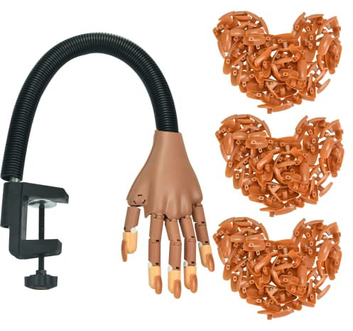 D'entraînement Manucure, Fausse Main Entrainement Formation, Faux Doigts pour Faire les Ongle, Main de Pratique Réglables Flexibles pour Manucure à Ongles Bricolage, avec 300 faux ongles