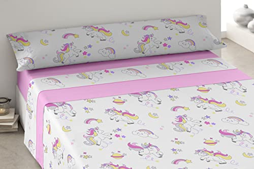 Degrees Home – Unicornio – Sabanas Infantiles – Juego de Sabanas Infantil de 90x190 – Sabanas 50% Algodón 50% Poliéster – 3 Piezas