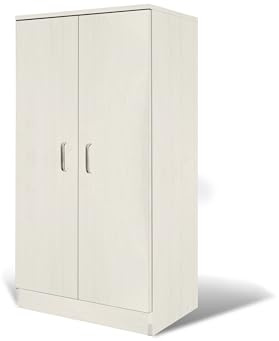 eacommerce Mobile Armadio Multiuso in Legno Scarpiera 2 Ante 6 Ripiani 55x36x108H cm (Bianco Nordico)