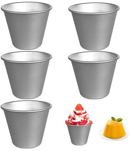 5 stampi per budini, gelatina, stampi per torte antiaderenti, pirottini da forno indipendenti, mini piatti per budini, adatti per la cottura e la preparazione di dessert.