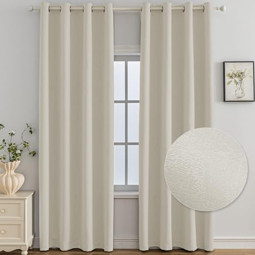 Ystyle Cortinas Termicas Aislantes Frio y Calor Opacas Dormitorio 2 Piezas, 140x180 CM, Modernas Blackout Cortinas con Ojales para Habitacion Salon, Beige