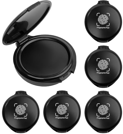 Fingerprint Ink Pad 6 Pcs - Mini Ink Pads for Stamps - Black Stamp Pad Ink for Identification Security ID - Portable Black Ink Pad for Cards Law Enforcement, Home, Office