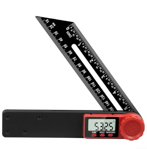 Niceminiwall Jauge d'angle numérique coulissante en T à 360 degrés avec écran LCD 180 mm Règle pour le travail du bois, meubles, matériaux de construction, décoration, traitement mécanique