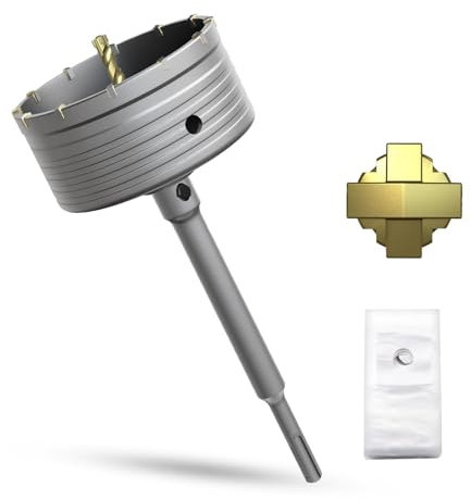 METOTY Broca hueca para sierra perforadora de 120 mm, con adaptador SDS Plus de 220 mm, para mampostería, ladrillo, hormigón, cemento, piedra concrete