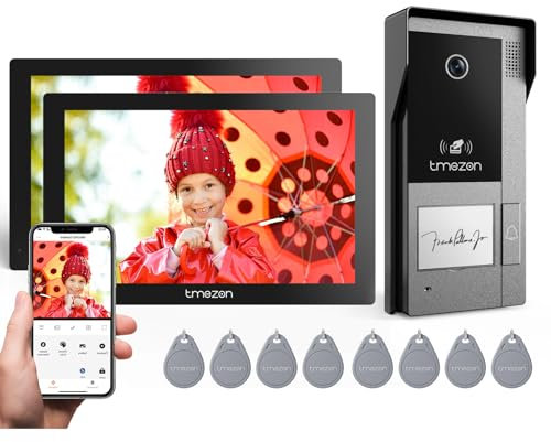 TMEZON Videocitofono Wifi Smart con due Monitor Touchscreen M790,1080P Citofono Esterno con Telecamera,APP/Carta RFID Unlock, per 1 famiglia