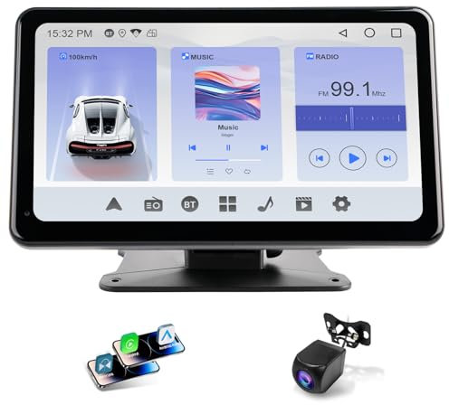 Haudio 7 Inch Wireless Car Stereo with Apple Carplay and Android Auto, Portable Touch Screen with Backup Camera, GPS Navigation, Bluetooth, Mirror Link, Voice Control for All Vehicles