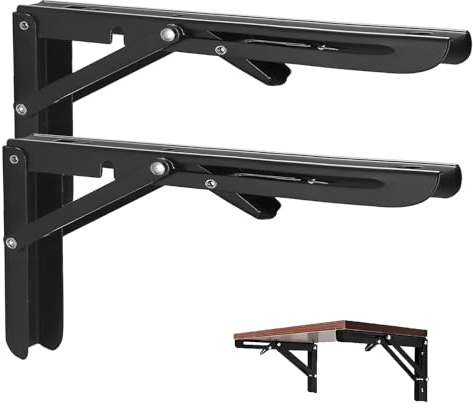 Vebetter Lot de 2 consoles pliantes 450 mm - En acier inoxydable - Charge maximale : 100 kg - Pour la maison, la cuisine, le bureau, la table pliante - Montage mural