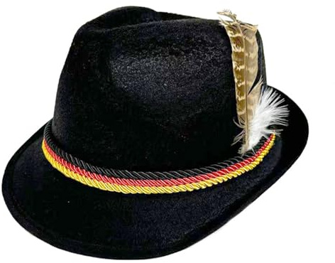 Chapeau à plumes en tissu allemand et non tissé pour la fête de la bière et les spectacles sur scène, Noir , taille unique