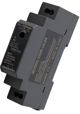 Switching Power Supply 24V Din Rail Transformer Dinrail 15W 0.63A for Ring Doorbell Transformer Industrial Automation Equipment Ring Door Bell System and More HDR-15W-24V 0.63A AC100V-240V