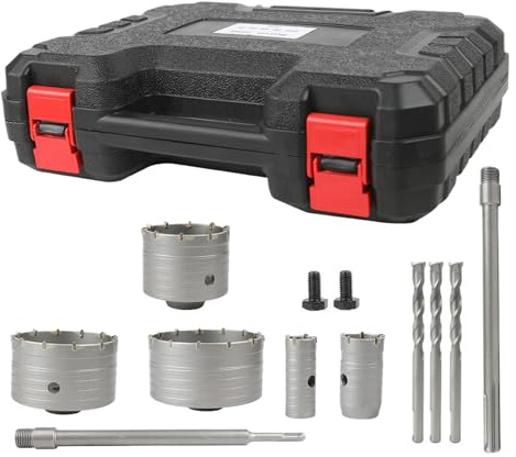 Kit per Fori nel Muro in Metallo,Trapano a Corona Universale per Cemento | Accessori Perforazione per Lavori Idraulici Elettrici