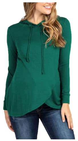 Duohropke Traje de maternidad para mujer, forro polar, jersey de lactancia, ropa de maternidad, talla grande, sudadera larga con capucha, sudadera con capucha monocolor, con bolsillos para lactancia