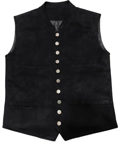 Gefomuofe Gilet da Uomo Senza Maniche in Cotone con Scollo a V, Gilet Classico Monocromatico, Gilet in Corduroy, Gilet da Business, Giacca Casual Senza Maniche e Stretta, 01 nero, 4XL